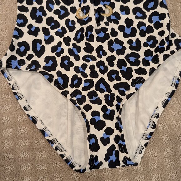 Michael Kors Leopard Lace-up One Piece Swimsuit - Women's sz 6 - Picture 5 of 11